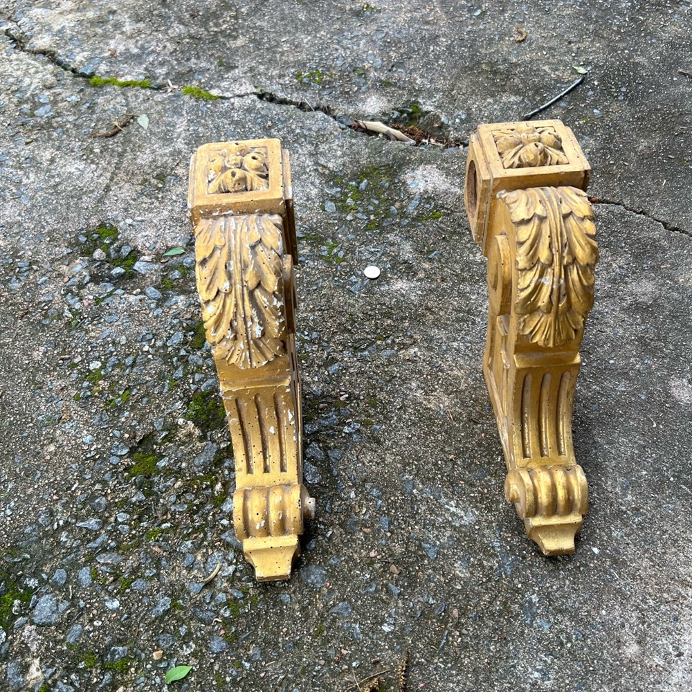 French Antique gilded gold curtain fragments